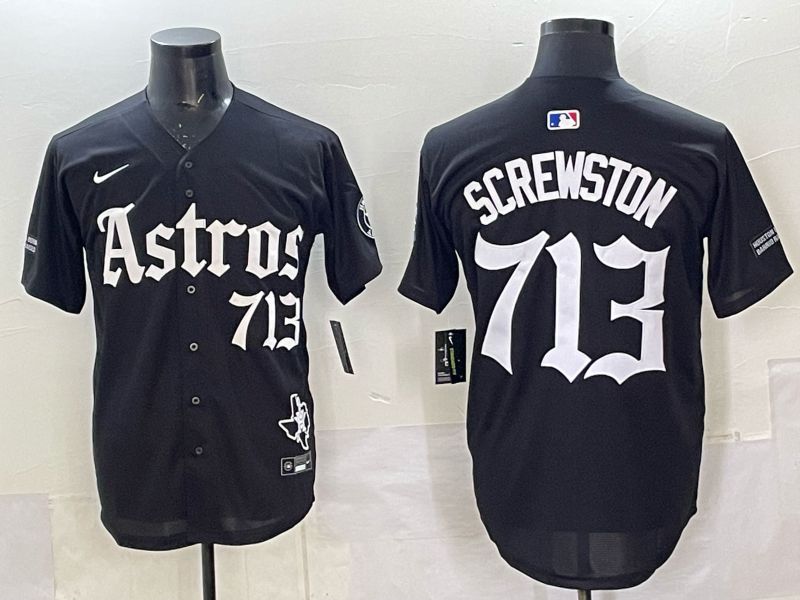 Men 2025 Houston Astros 713 Screwston Black Five generations Joint Name Nike MLB Jersey style 61
